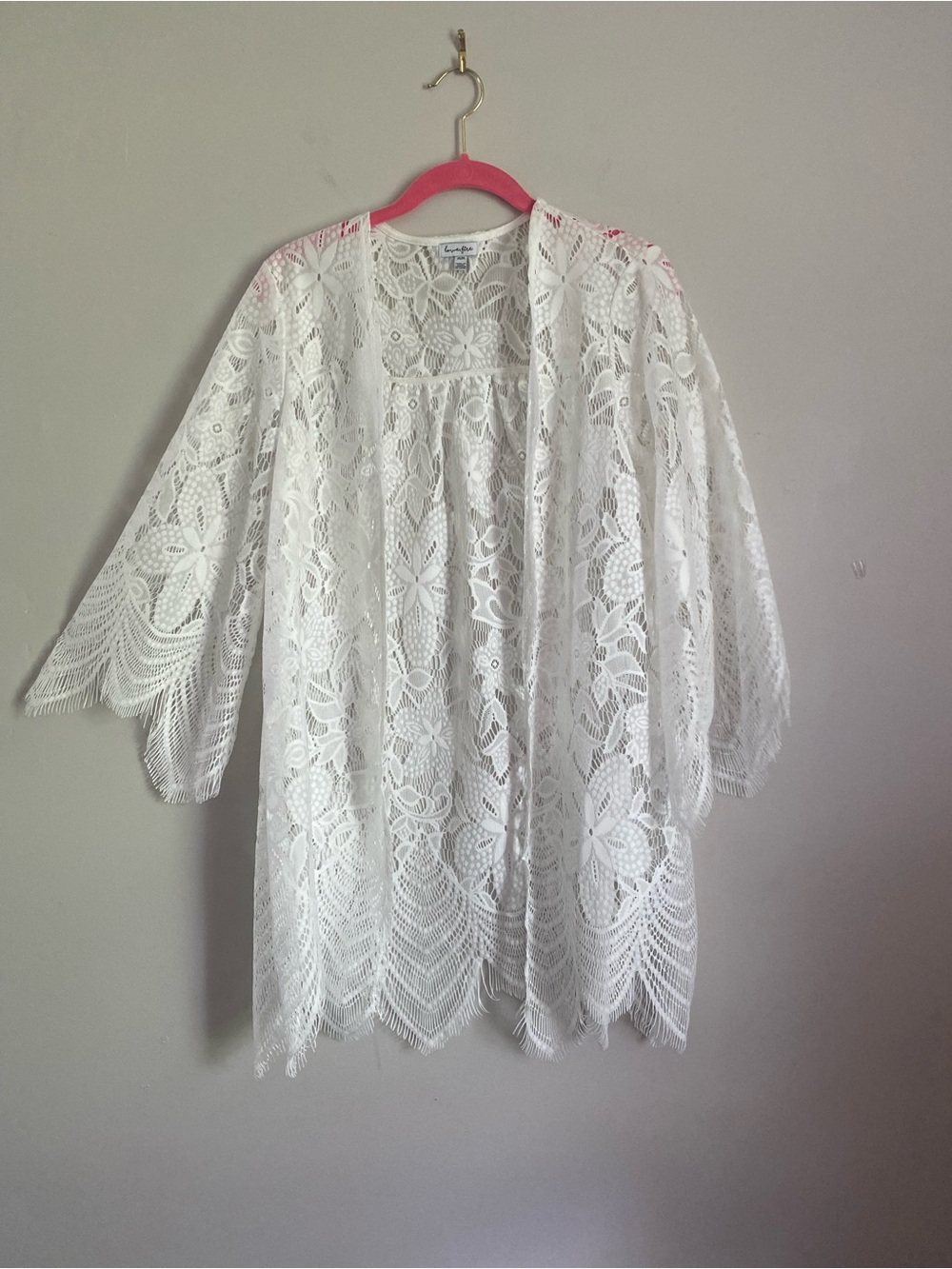 love, Fire Kimono M Lace Fringe Feminine Bride Beach Coquette Romantic Boho Chic